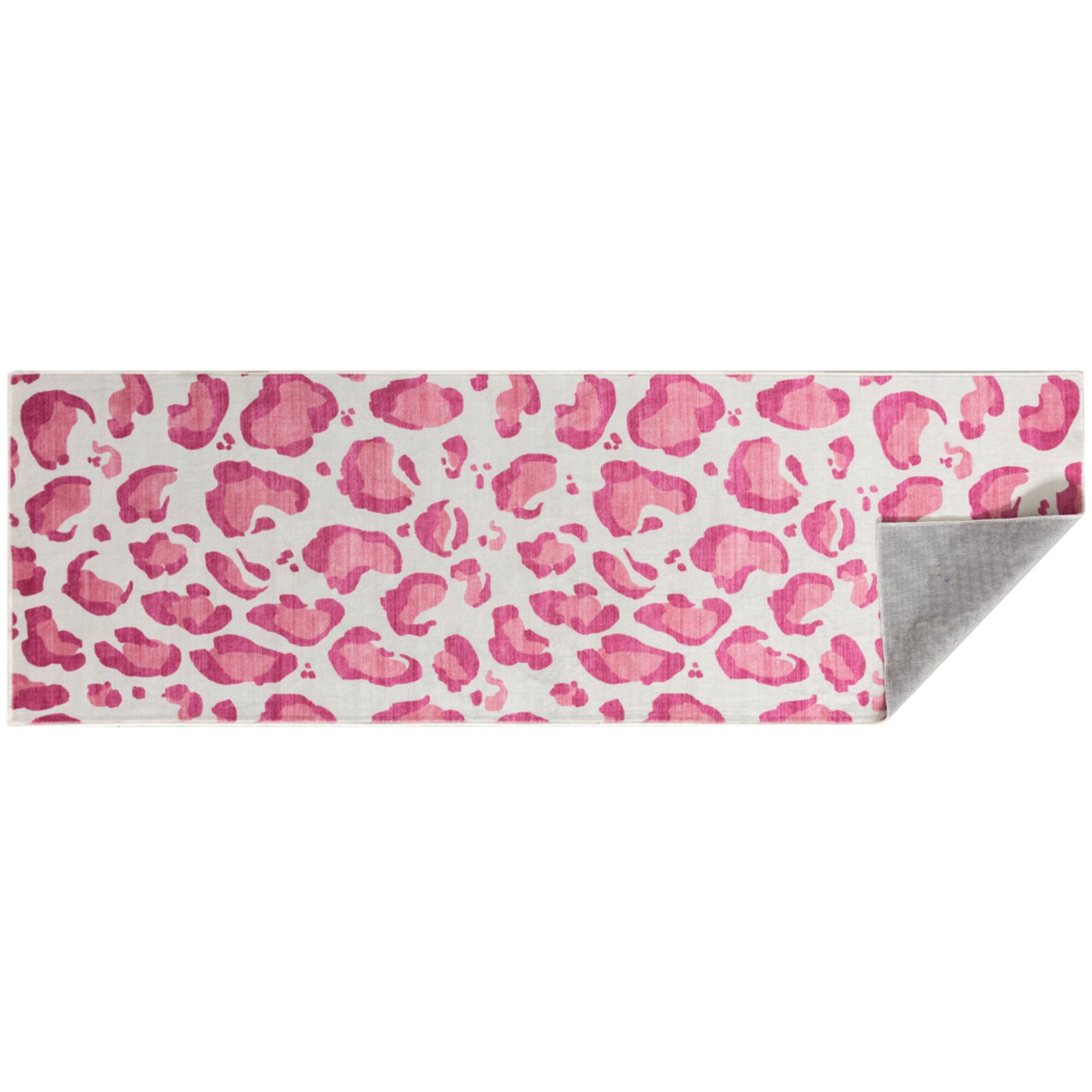 Pink Leopard Washable Rug by Ashland